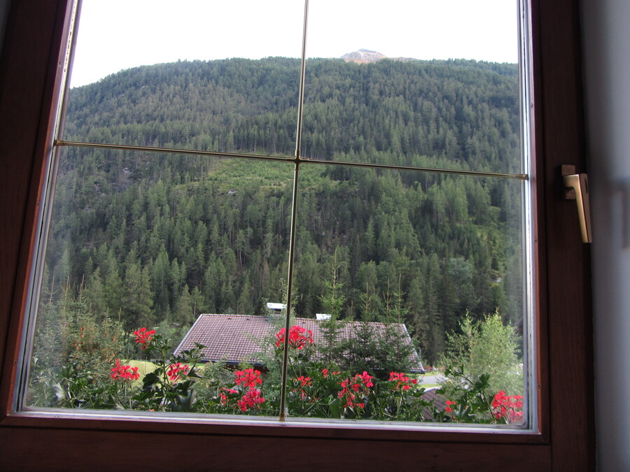 Uitzicht vanuit mijn raam in het Gästehaus naar de Berger Kogel