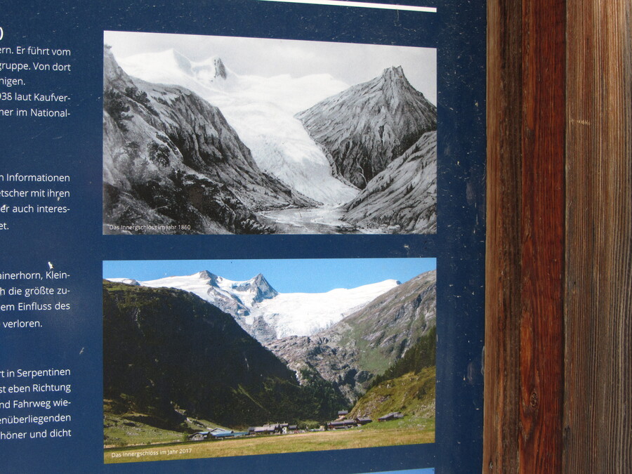 Infobord met verschil gletsjers 1860-2017