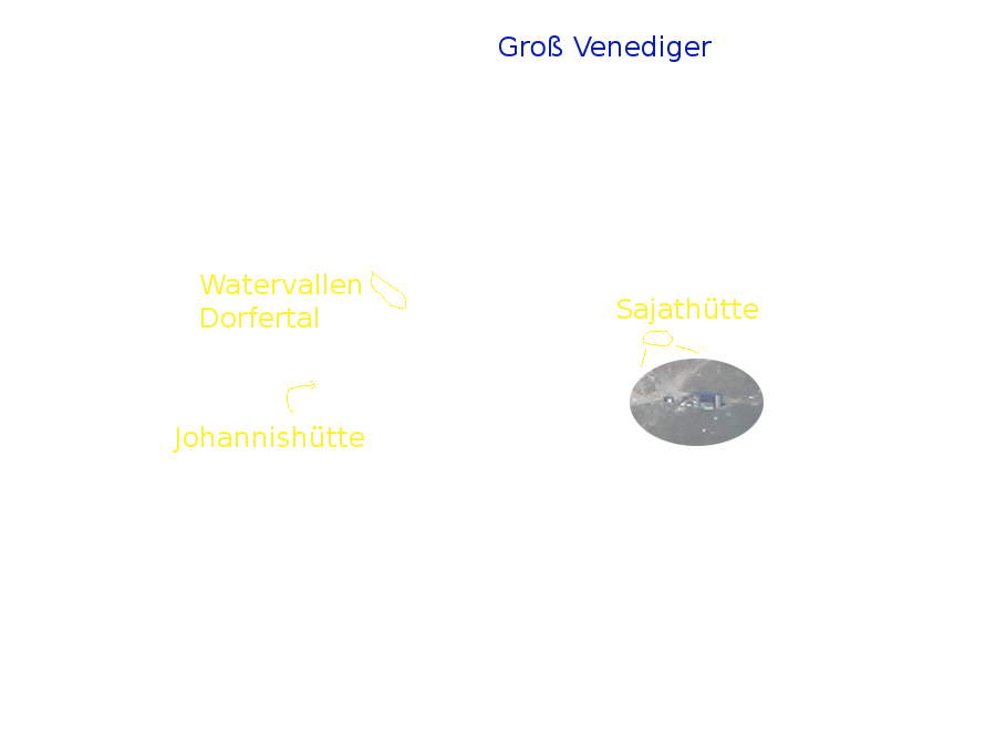 De watervalletjes in het Dorfertal achter de Johannish&uuml;tte waren ook te zien