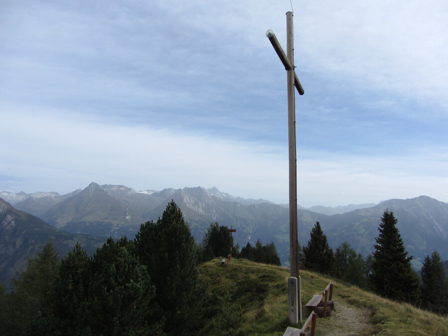 Mooie aquarellucht bij het kruis bij de Wetterkreuzhütte (met rare anti-inwaterdoppen)