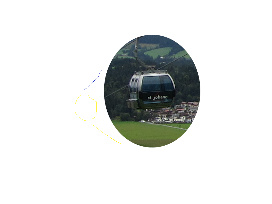 Ook de Wilder Kaiser zat in de wolken en de kabelbaan deed alsof-ie naar St. Johann ging