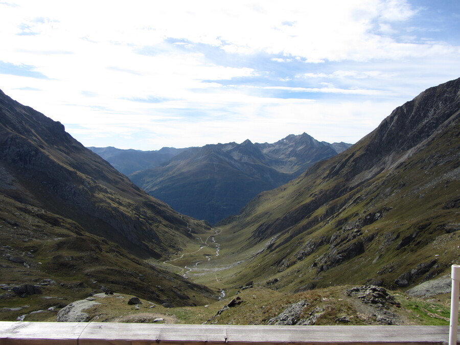 Het Timmeltal vanaf het terras van de Eisseehütte